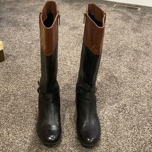 Bandolino riding boots black w/ brown accent size 9